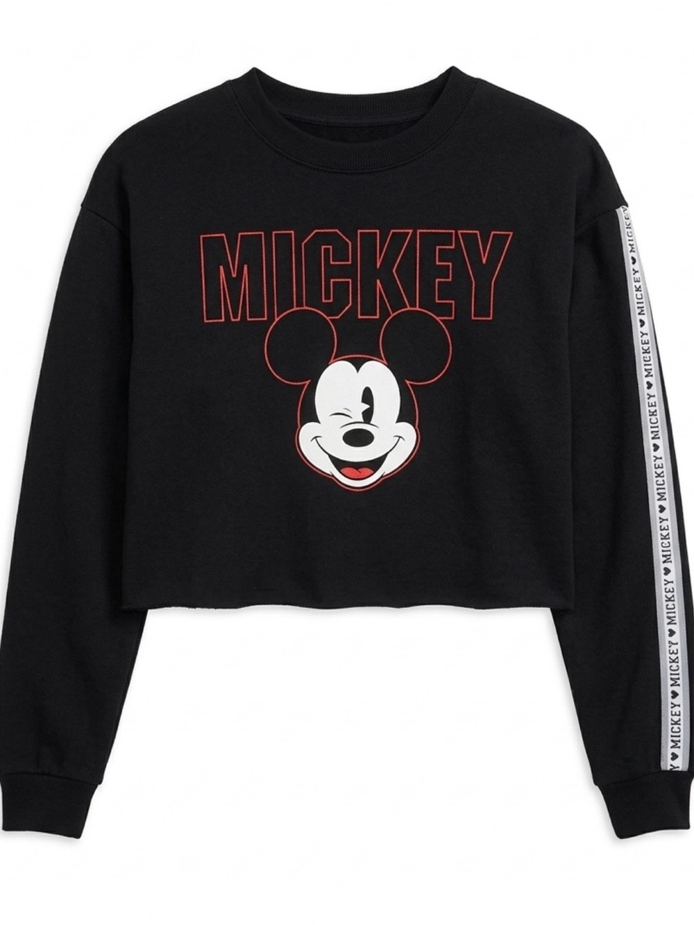 Woman’s Disney Mickey Black Cropped Sweatshirt Size XS